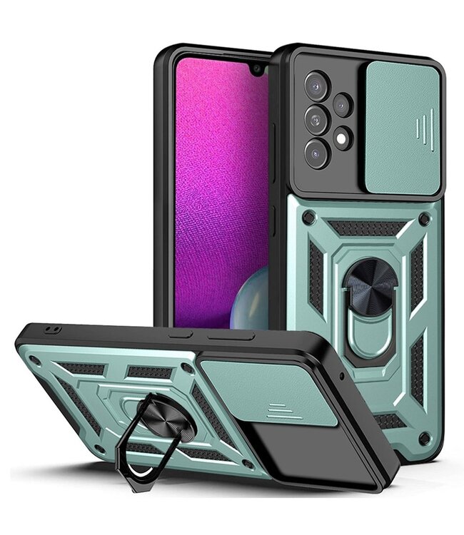 Groen CameraSlide Armor Hoesje met Lensslide voor de Samsung Galaxy A33