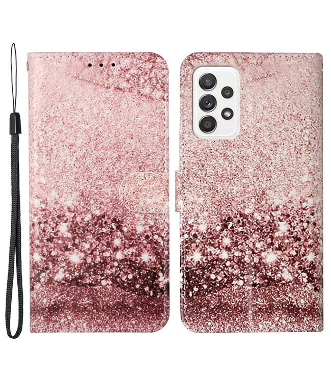 Rozegoud Glitter Print Bookcase Hoesje voor de Samsung Galaxy A33