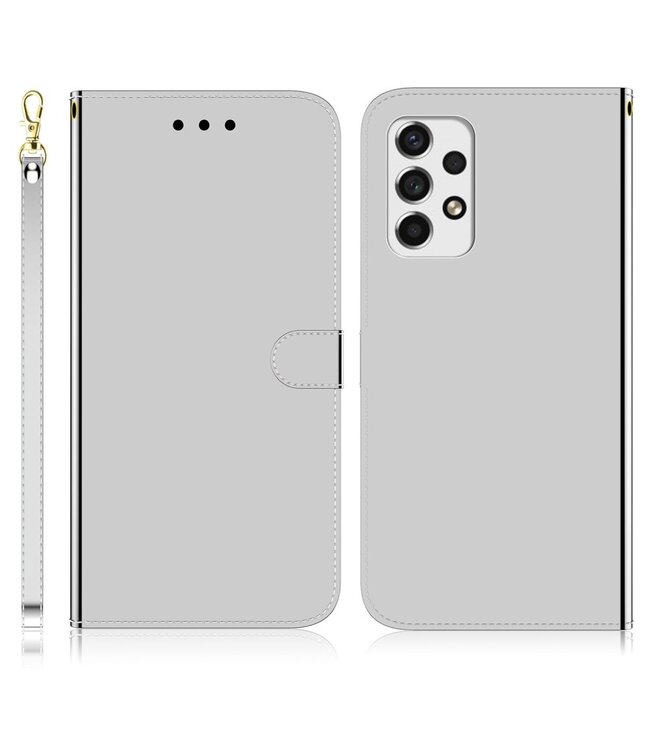 Zilver Mirror Bookcase Hoesje voor de Samsung Galaxy A33