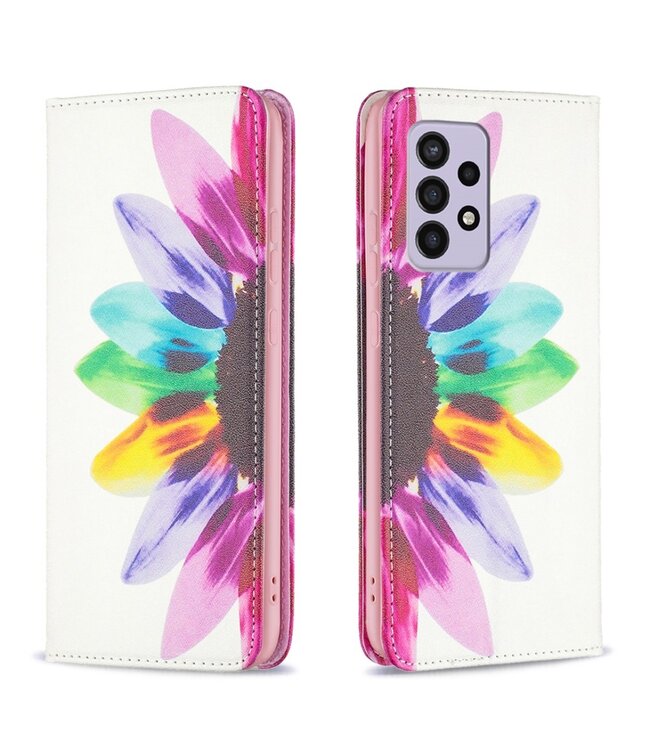 Kleurrijke Zonnebloem Bookcase Hoesje voor de Samsung Galaxy A33
