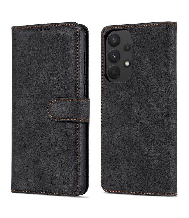 Azns Zwart Mat Bookcase Hoesje voor de Samsung Galaxy A33