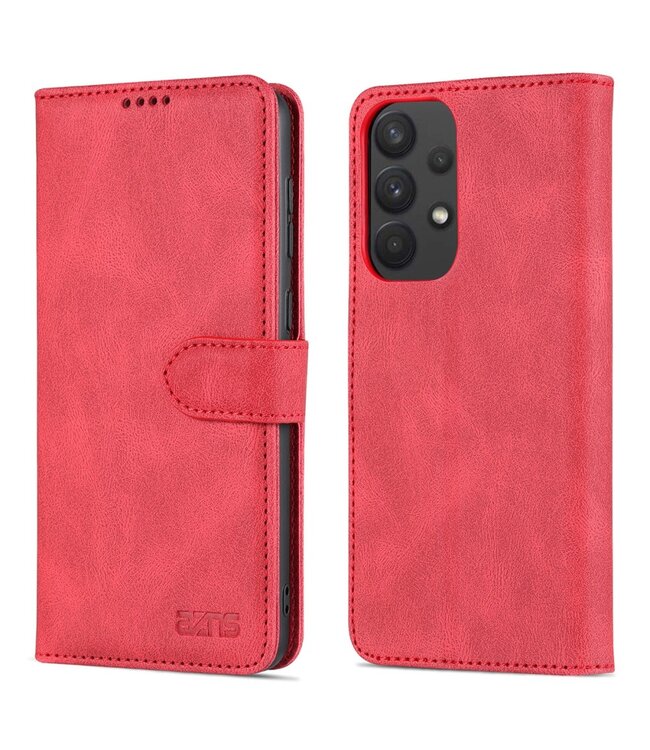 Azns Rood Mat Bookcase Hoesje voor de Samsung Galaxy A33