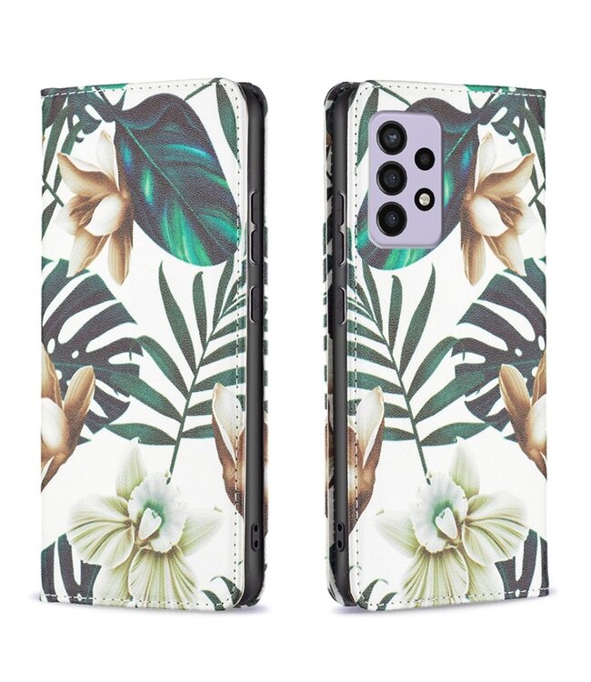 Flowers en Leaves Bookcase Hoesje voor de Samsung Galaxy A33