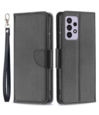 Zwart Litchee Bookcase Hoesje Samsung Galaxy A33