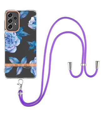 YB Blauwe Rozen TPU Hoesje met Koord Samsung Galaxy A33