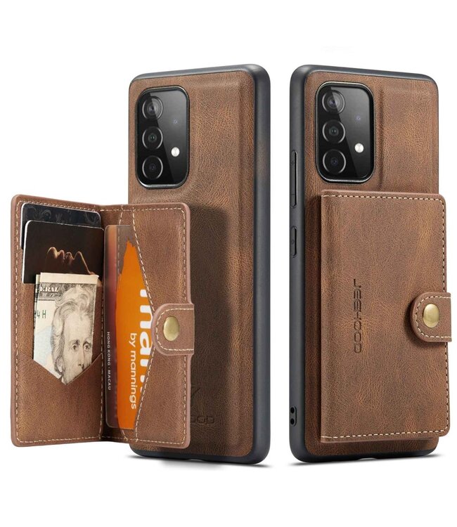 Jeehood Bruin Faux Leder Hoesje met Pasjeshouder voor de Samsung Galaxy A33