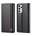 LC.IMEEKE Zwart / Rood Carbon Textuur Bookcase Hoesje voor de Samsung Galaxy A33