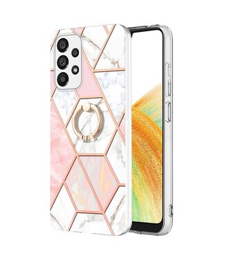 Roze / Wit Marmer Design TPU Hoesje Samsung Galaxy A33