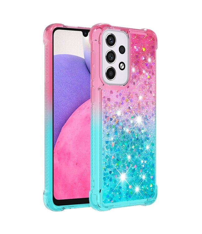 Roze / Blauw Glitter TPU Hoesje voor de Samsung Galaxy A33