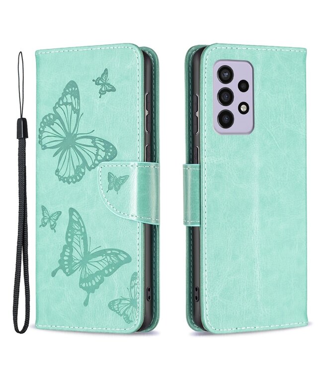 Aqua Blauw Vlinders Bookcase Hoesje voor de Samsung Galaxy A33