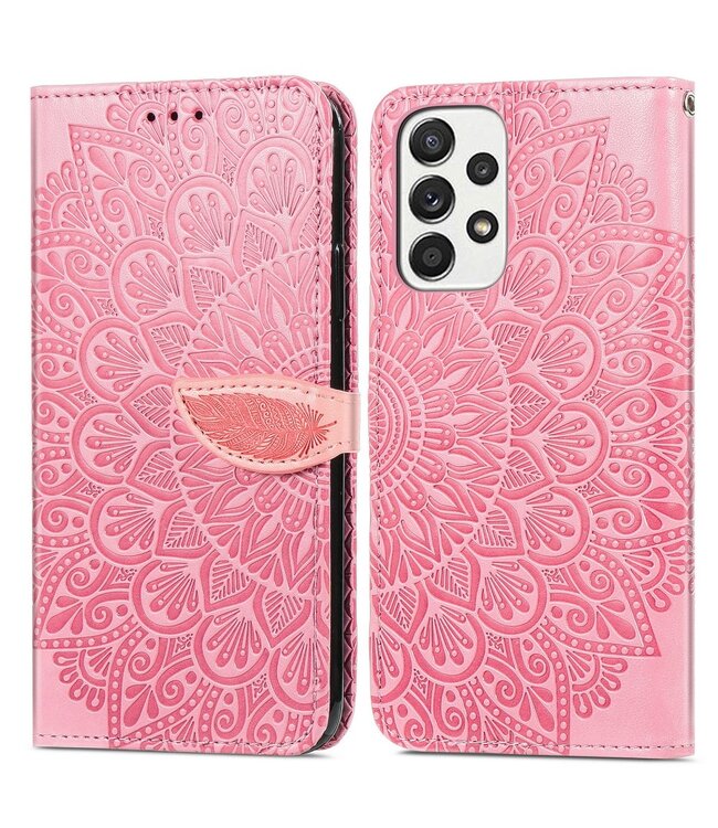 Roze Bloemen Mandala Bookcase Hoesje voor de Samsung Galaxy A33