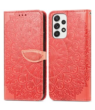 Rood Bloemen Mandala Bookcase Hoesje Samsung Galaxy A33