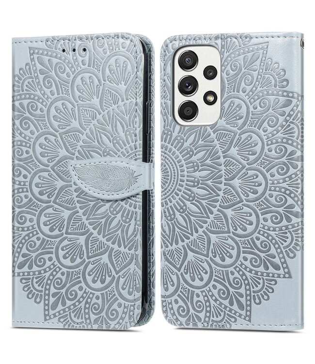 Grijs Bloemen Mandala Bookcase Hoesje voor de Samsung Galaxy A33