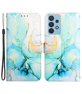 YB Cyaan Marmer Bookcase Hoesje Samsung Galaxy A33