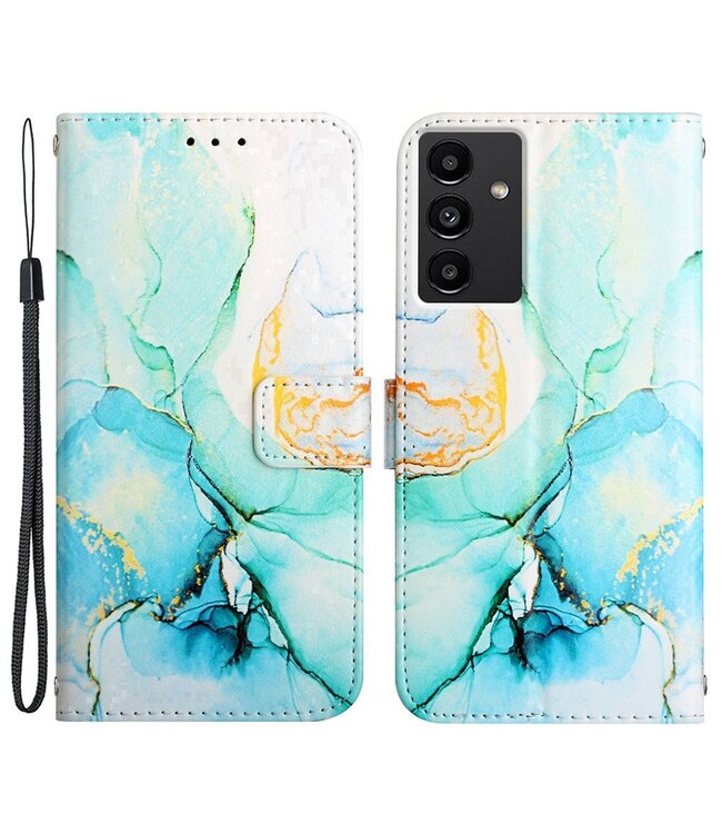 Oceaanblauw Marmer Bookcase Hoesje voor de Samsung Galaxy A13 (5G) / A04s