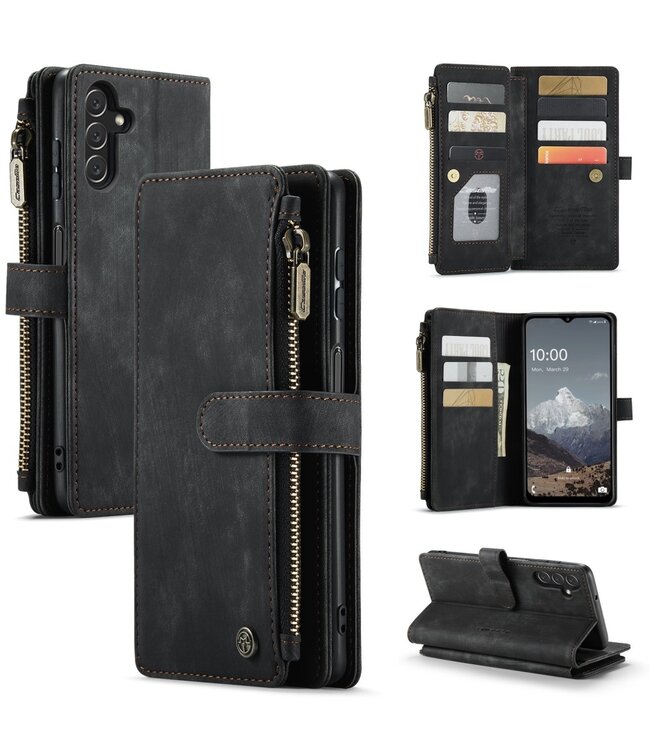 CaseMe Zwart Portemonnee Bookcase Hoesje voor de Samsung Galaxy A13 (5G) / A04s