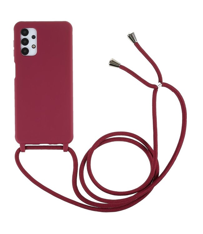 Rood Mat TPU Hoesje met Koord voor de Samsung Galaxy A13 (5G) / A04s