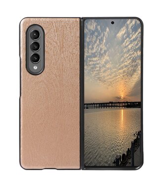 Goud Hout Textuur Backcover Hoesje Samsung Galaxy Z Fold 4