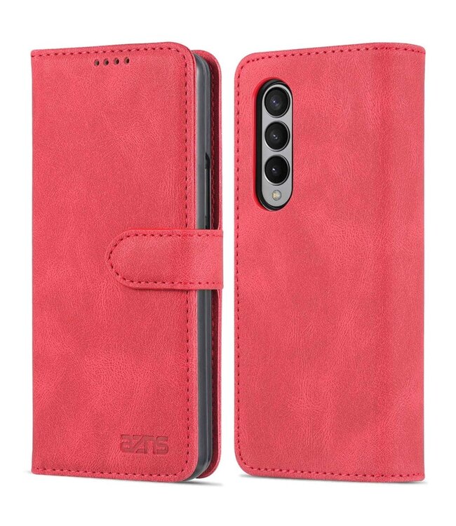 Azns Rood Bookcase Hoesje voor de Samsung Galaxy Z Fold 4