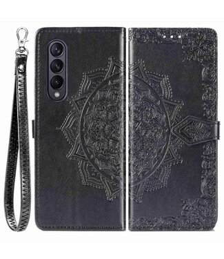 Zwart Mandala Bookcase Hoesje Samsung Galaxy Z Fold 4