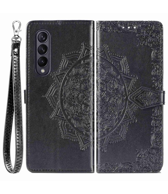 Zwart Mandala Bookcase Hoesje voor de Samsung Galaxy Z Fold 4