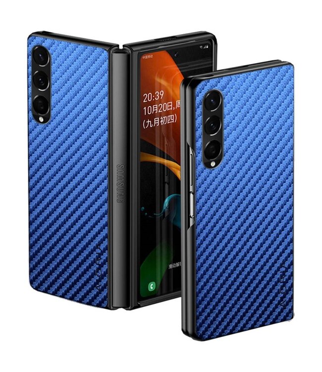 Aioria Blauw Carbon Backcover Hoesje voor de Samsung Galaxy Z Fold 4