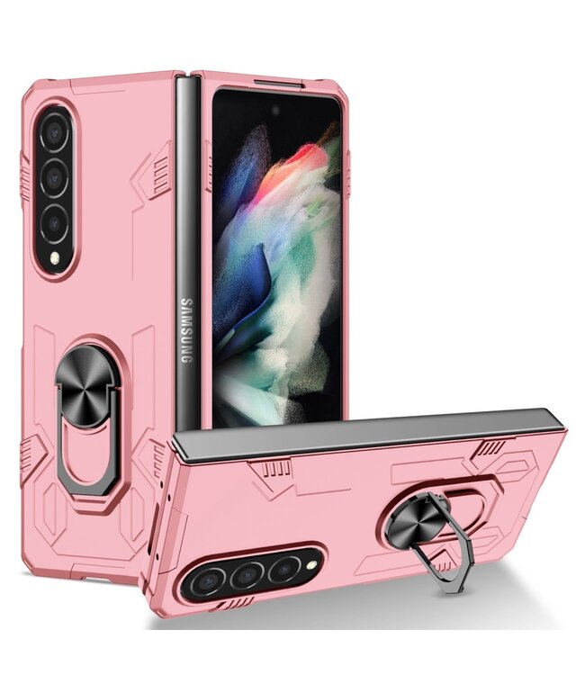 Roze Ringstand Backcover Hoesje voor de Samsung Galaxy Z Fold 4