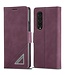 Forwenw Bordeaux Rood Stijlvol Bookcase Hoesje voor de Samsung Galaxy Z Fold 4