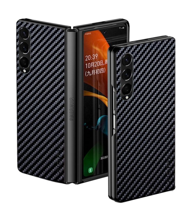 Aioria Zwart Carbon Backcover Hoesje voor de Samsung Galaxy Z Fold 4