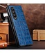 Blauw Krokodillen Bookcase Hoesje voor de Samsung Galaxy Z Fold 4