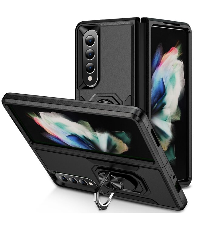 Zwart Stand Backcover Hoesje voor de Samsung Galaxy Z Fold 4