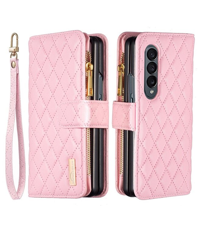 Binfen Color Roze Luxe Bookcase Hoesje voor de Samsung Galaxy Z Fold 4