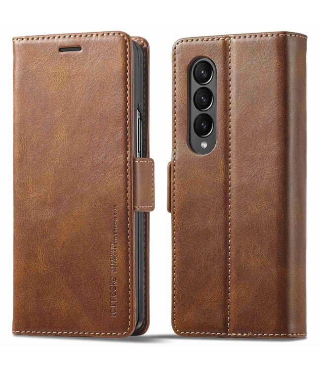 LC.IMEEKE Bruin Bookcase Hoesje voor de Samsung Galaxy Z Fold 4