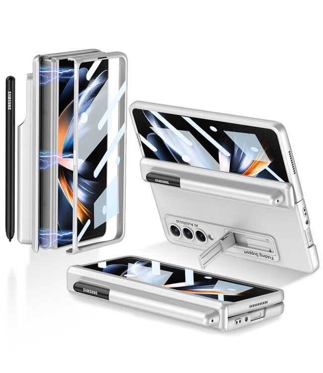 GKK Zilver Backcover Hoesje met tempered glas voor de Samsung Galaxy Z Fold 4