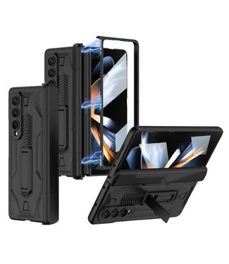 GKK Zwart Backcover Hoesje met tempered glas Samsung Galaxy Z Fold 4