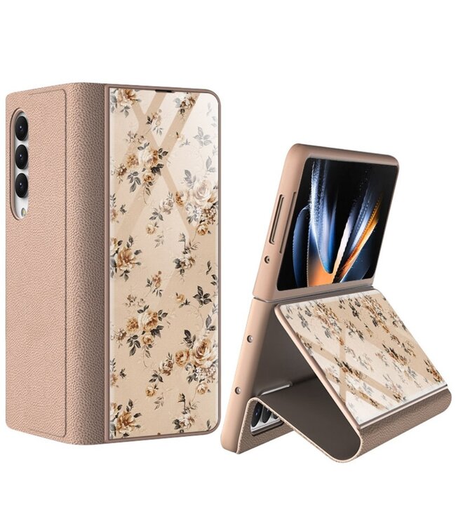 GKK Bloemen Backcover Hoesje met Standfunctie voor de Samsung Galaxy Z Fold 4