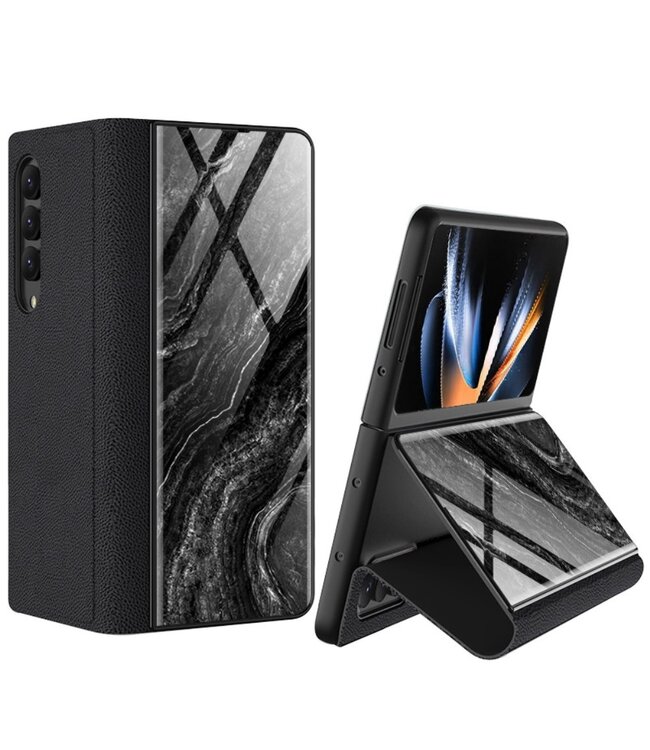 GKK Zwart Backcover Hoesje met Standfunctie voor de Samsung Galaxy Z Fold 4