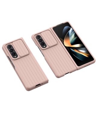 Roze Hardcase Hoesje met Tempered Glas en penhouder Samsung Galaxy Z Fold 4