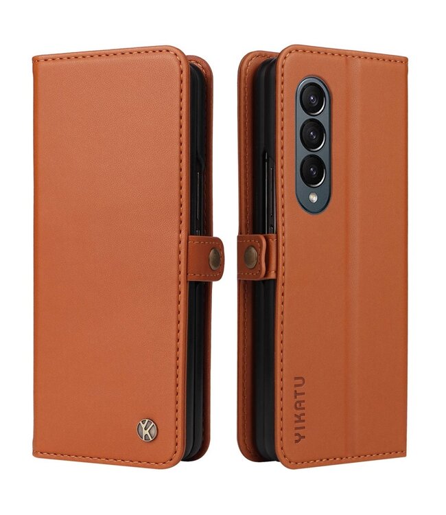 Yikatu Bruin Slim Bookcase Hoesje voor de Samsung Galaxy Z Fold 4