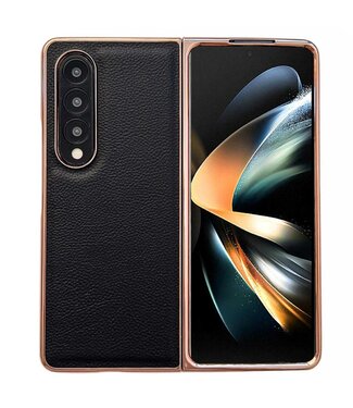 Zwart Faux Leer Backcover Hoesje Samsung Galaxy Z Fold 4