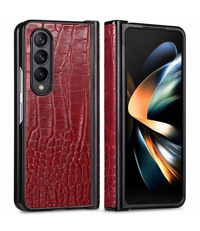 Rood Krokodillen Backcover Hoesje voor de Samsung Galaxy Z Fold 4