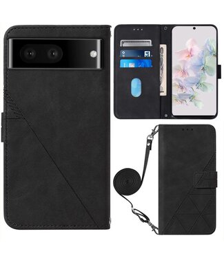 YB Zwart Modern Wallet Hoesje met Schouderriem Google Pixel 7