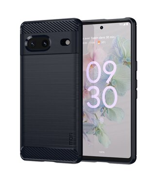 Mofi Navy Blauw Carbon Textuur TPU Hoesje Google Pixel 7