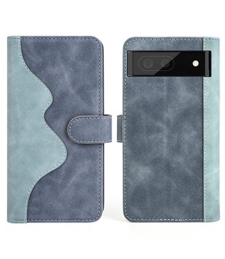 Blauw Splitleer Bookcase Hoesje Google Pixel 7