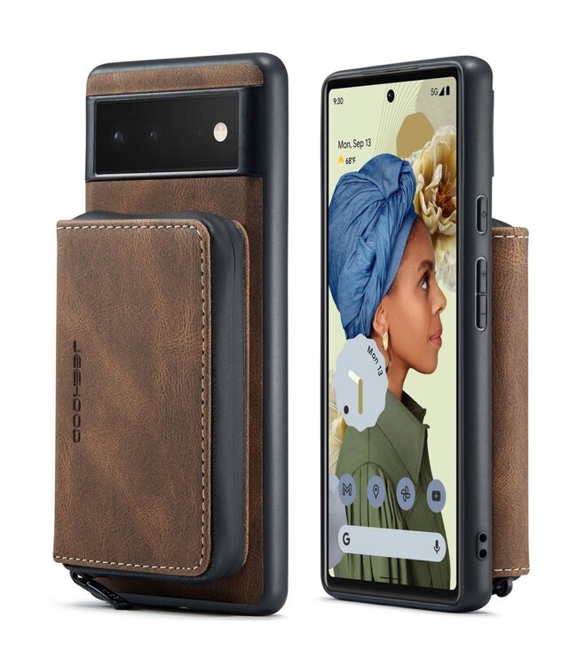 Jeehood Bruin Pasjeshouder Faux Leder Hoesje voor de Google Pixel 7