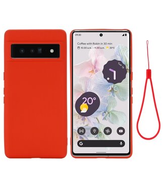 Rood Venster Siliconen Hoesje met Koord Google Pixel 7