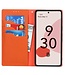 Oranje Echt Leder Bookcase Hoesje voor de Google Pixel 7