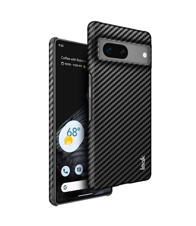 IMAK Zwart Carbon Textuur Hardcase Hoesje voor de Google Pixel 7