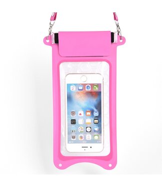 Roze Waterdicht Universeel Hoesje met Koord (7.2 inch telefoons)