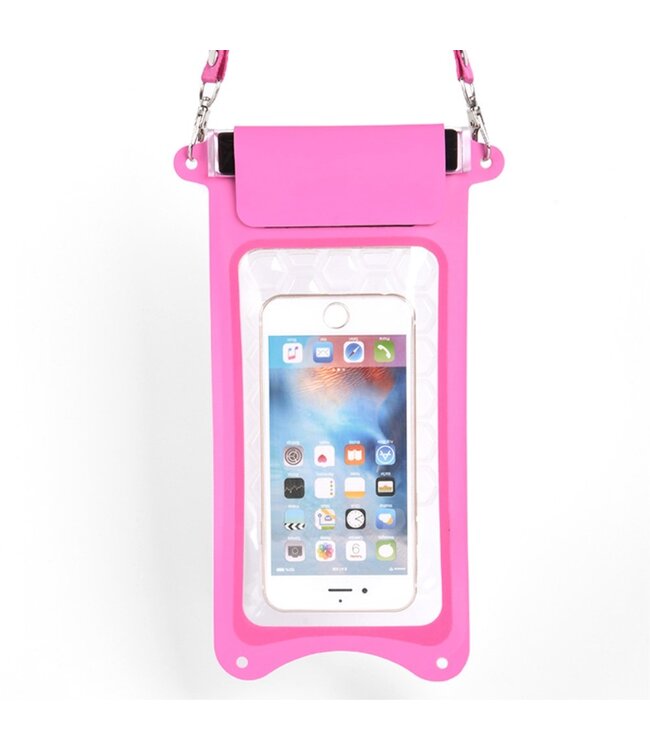 Roze Waterdicht Universeel Hoesje met Koord (7.2 inch telefoons)